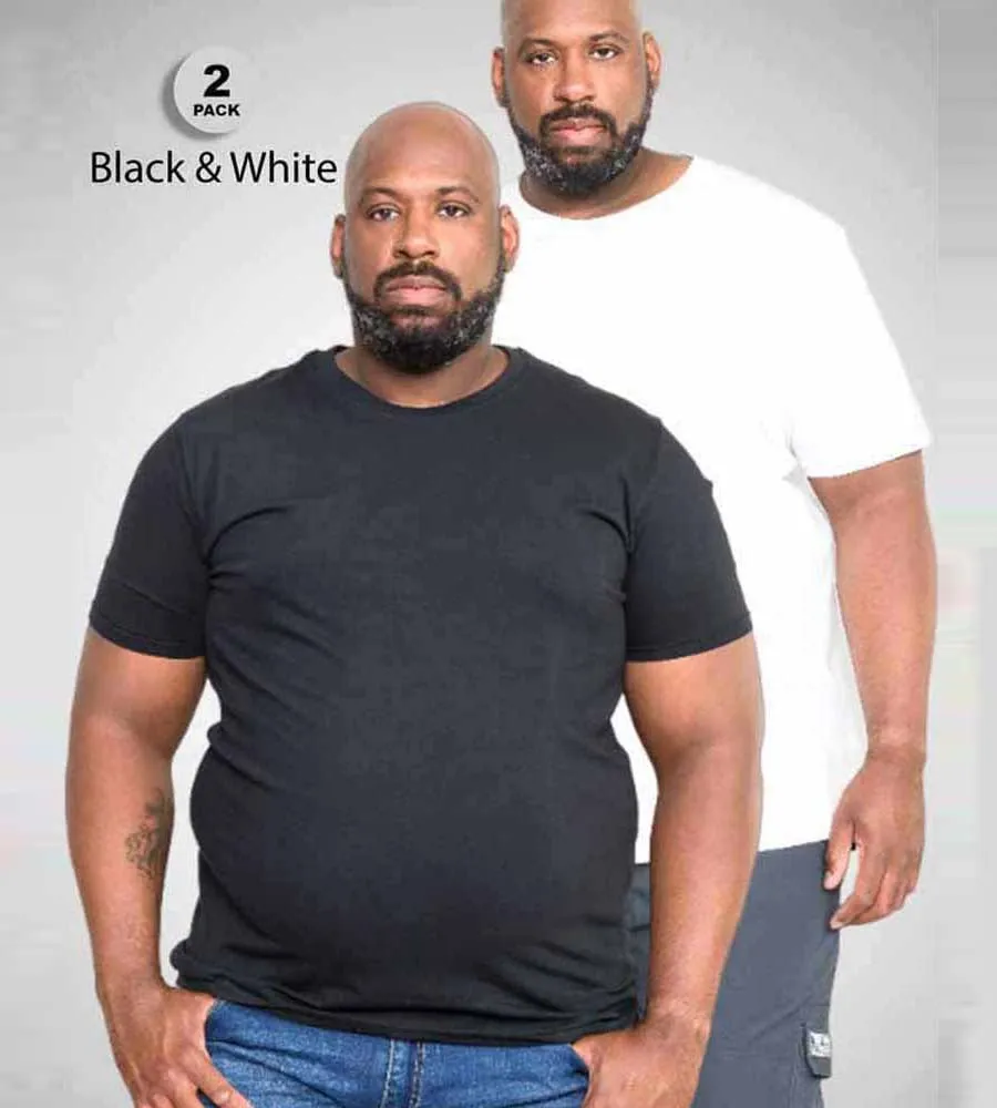 Big Mens Pack Of 2 T-Shirts in Fenton Black and White