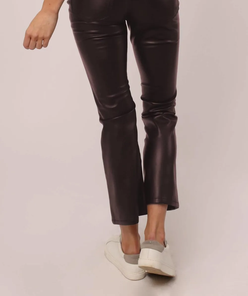 Dear John Denim Jeanne Super High Rise Cropped Vegan Leather Flare Pants