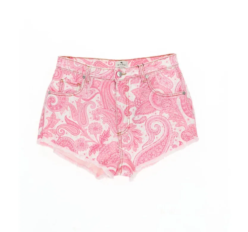 Etro Paisley Printed Denim Shorts