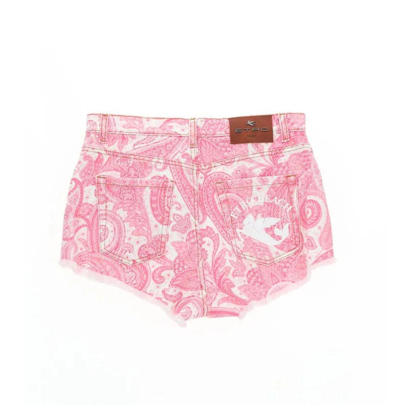 Etro Paisley Printed Denim Shorts