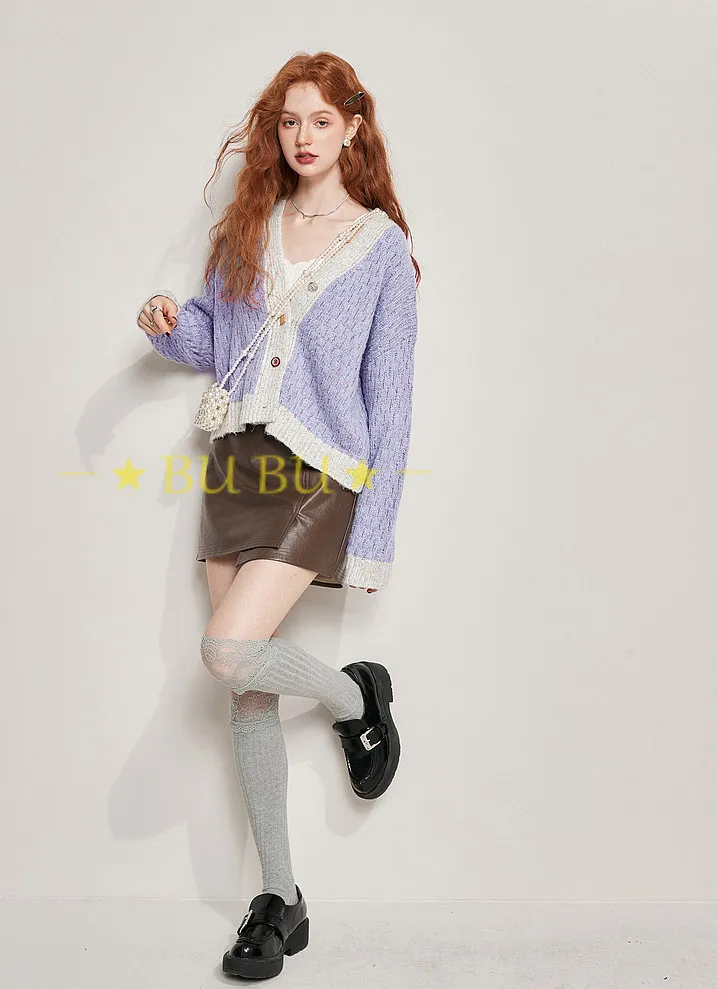 Casual Style Blended Fabrics Bi-color Long Sleeves Plain