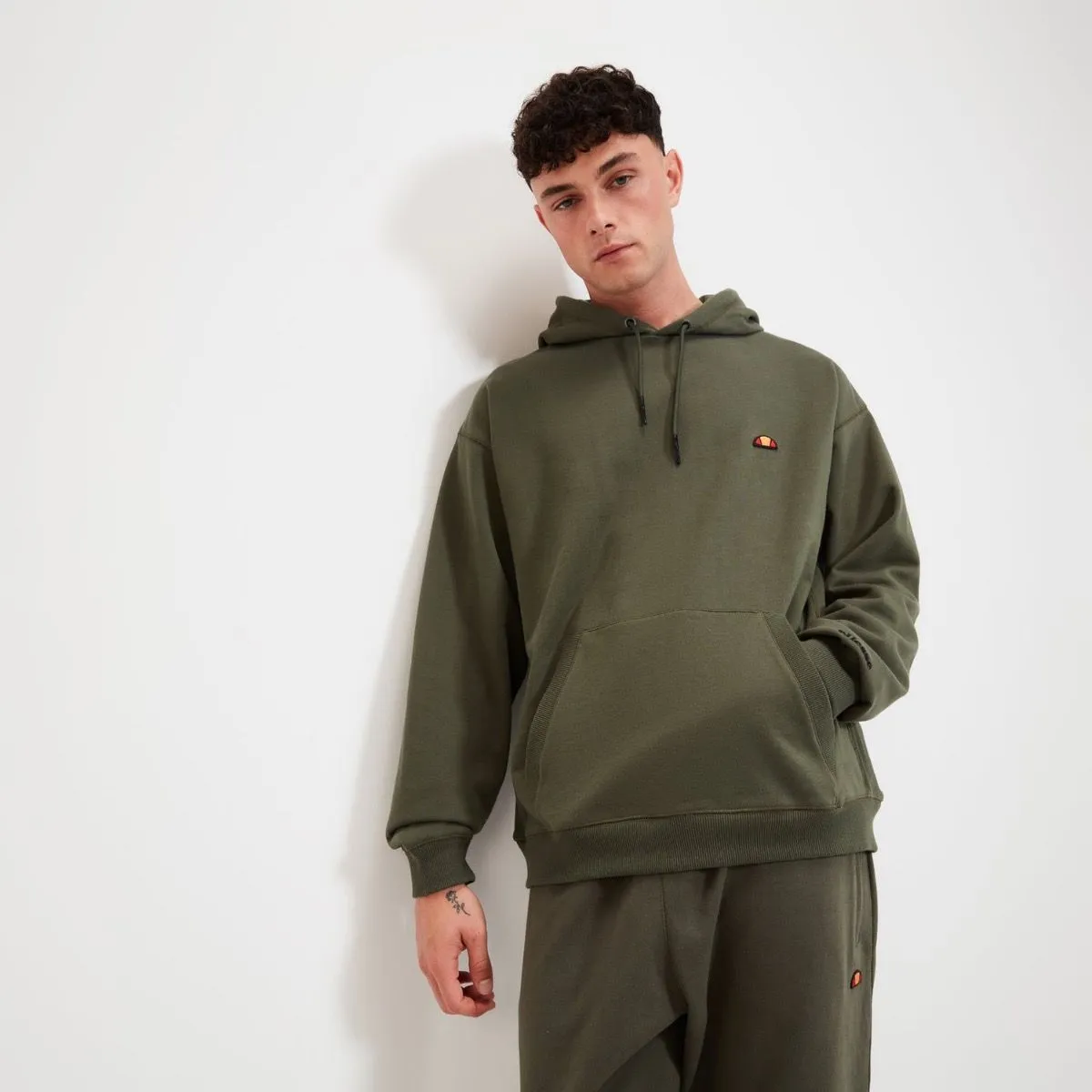 Khaki Ellesse Caldine Overhead Hooded Sweatshirts