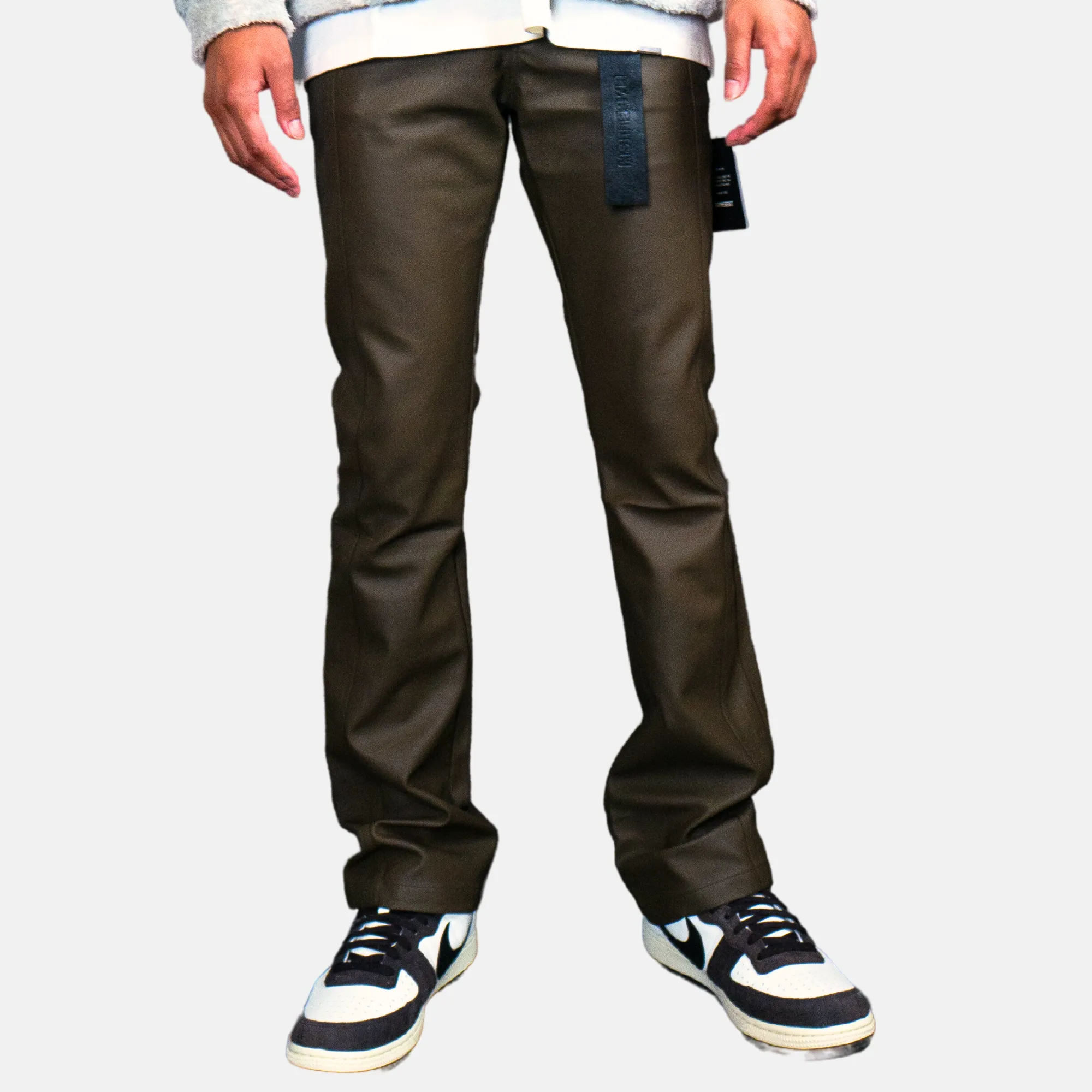 Mont Chocolate Leather Flare Pants by Embellish