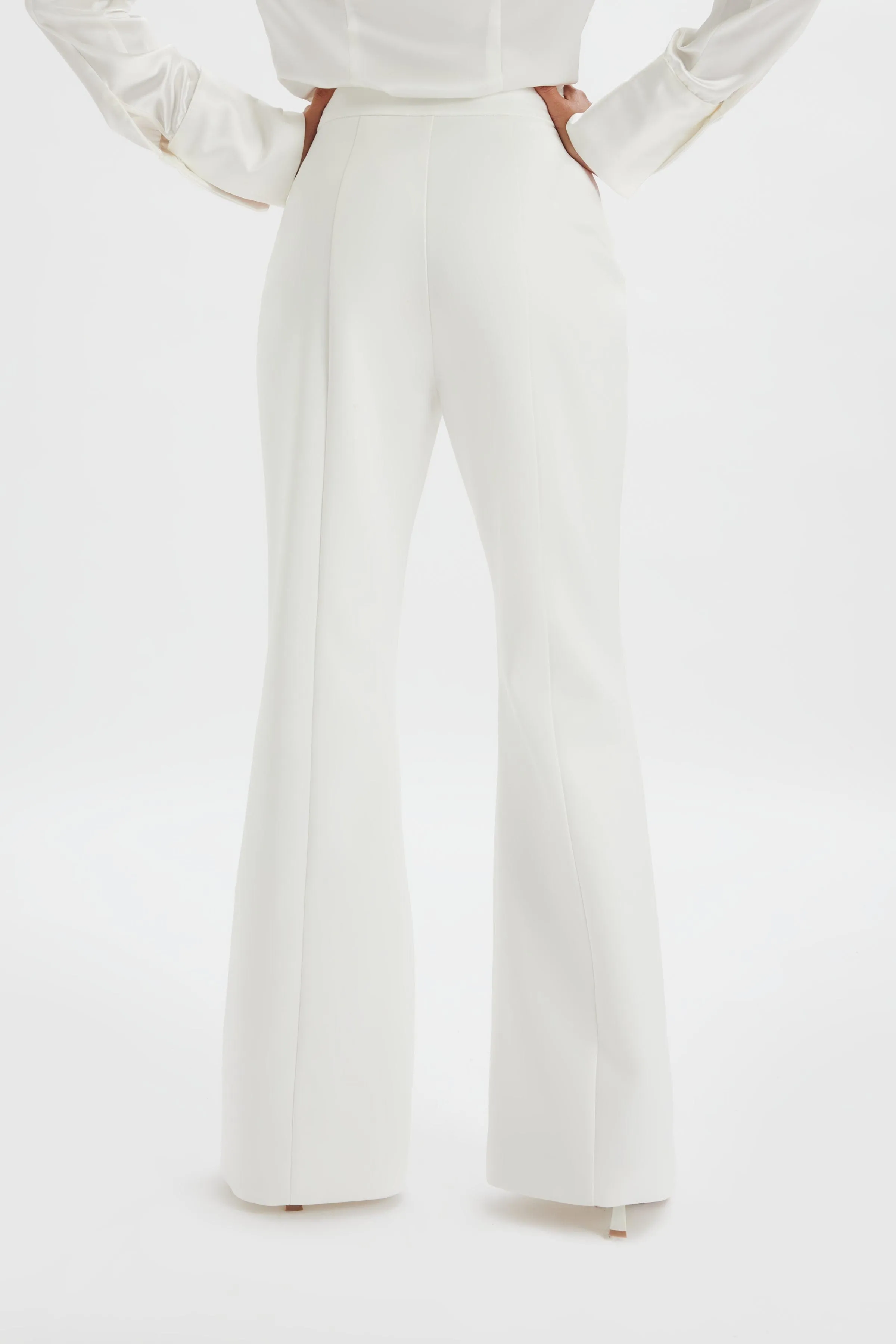 White Satin Fit & Flare Trouser