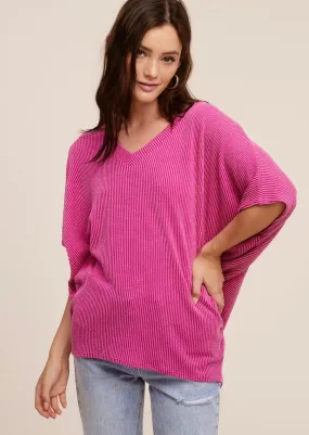 Ribbed V-Neck Dolman Tops on Final Sale - 2 Colors