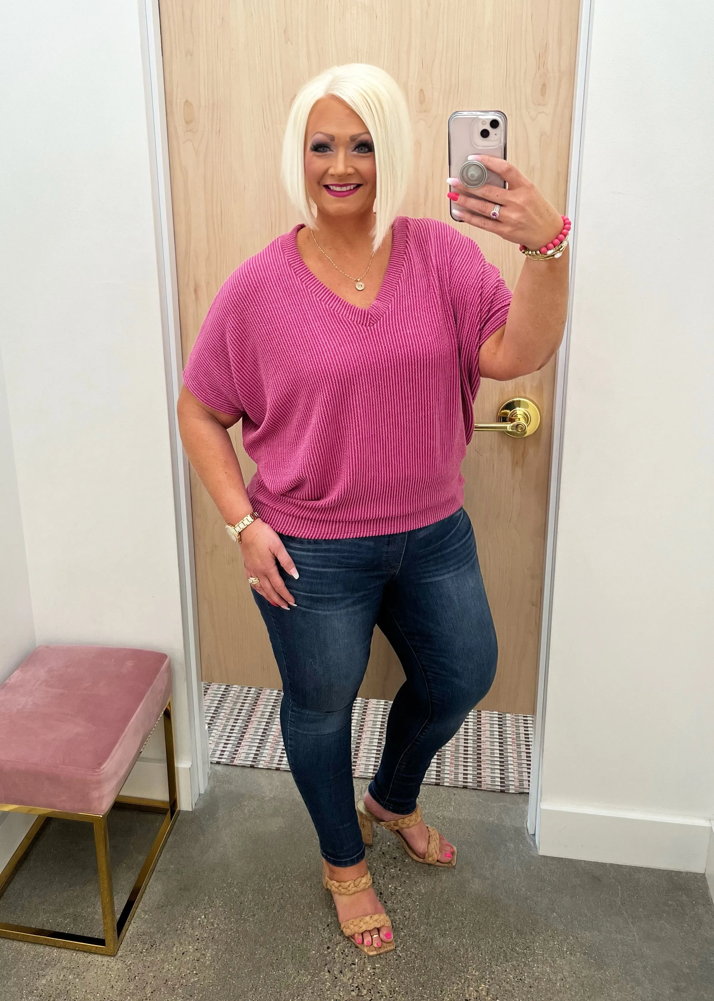 Ribbed V-Neck Dolman Tops on Final Sale - 2 Colors