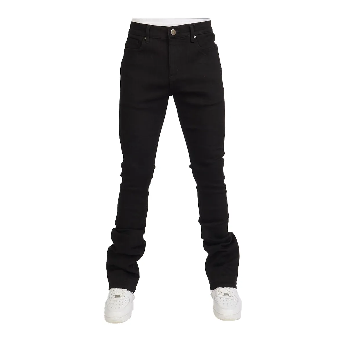 Men's Jet Black Stacked Flare Pants