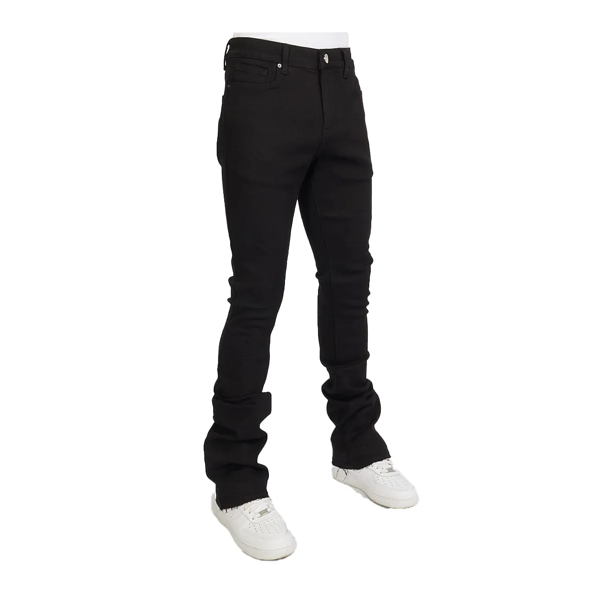 Men's Jet Black Stacked Flare Pants