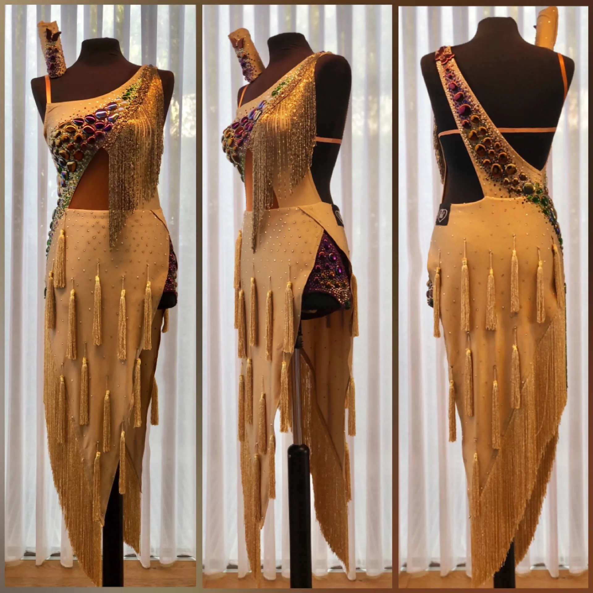 Gold Fringe Latin Dress