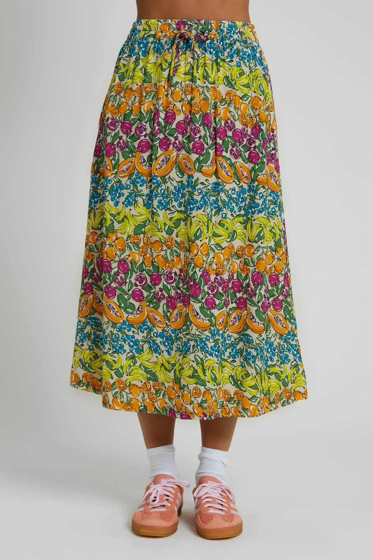 ETAERIO Fruit Printed Ecovero Viscose Midi Skirt