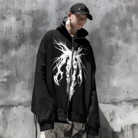 Cyberpunk Full Zip-Up Ghost Hoodie