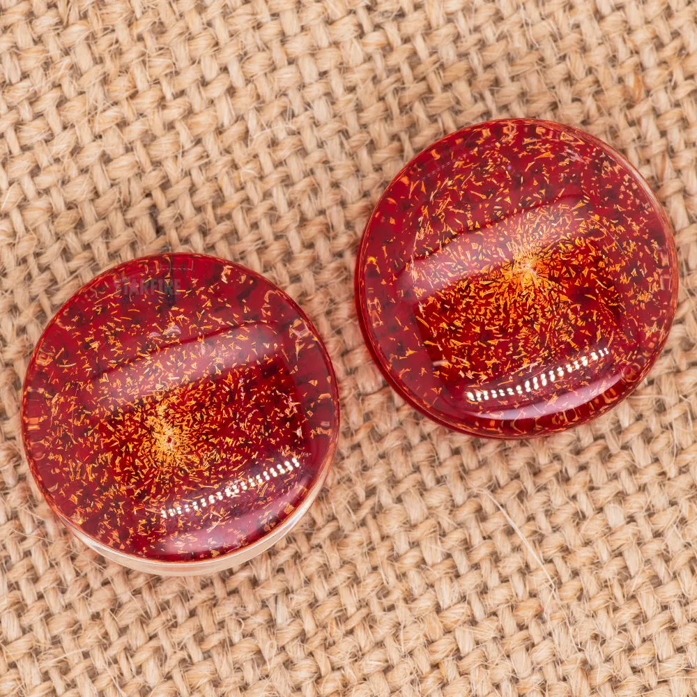 Copper on Ruby Galaxy Glass Plugs