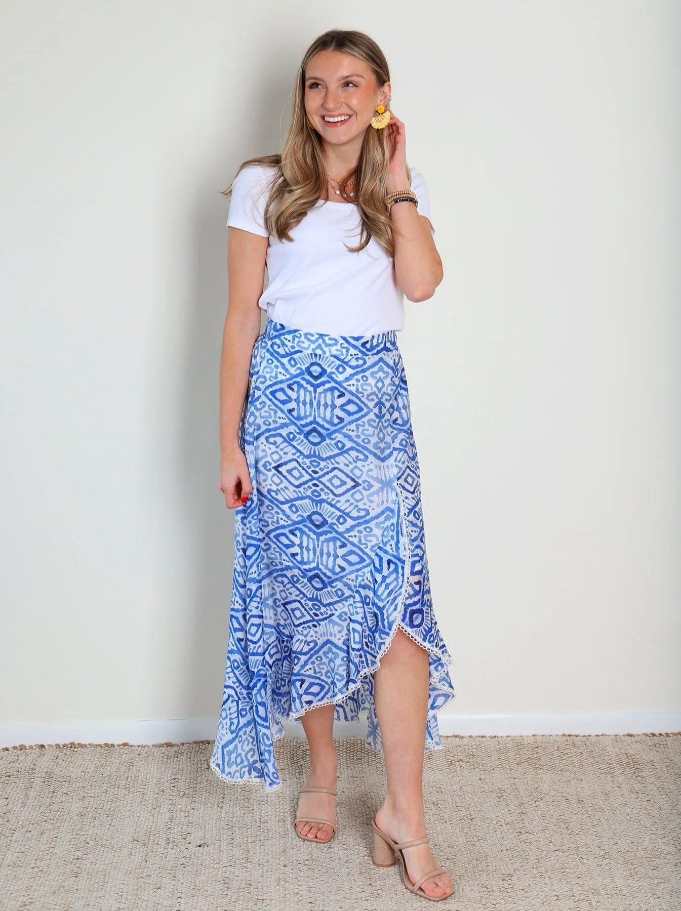 Geometry Ruffle Midi Skirt