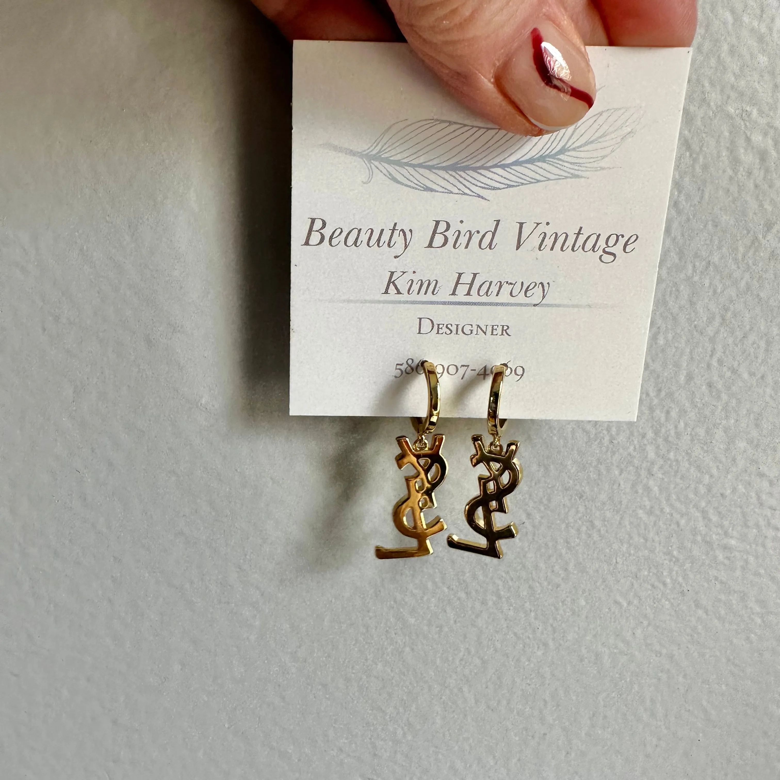 YSL Zipper Pull Earrings Gold Bling