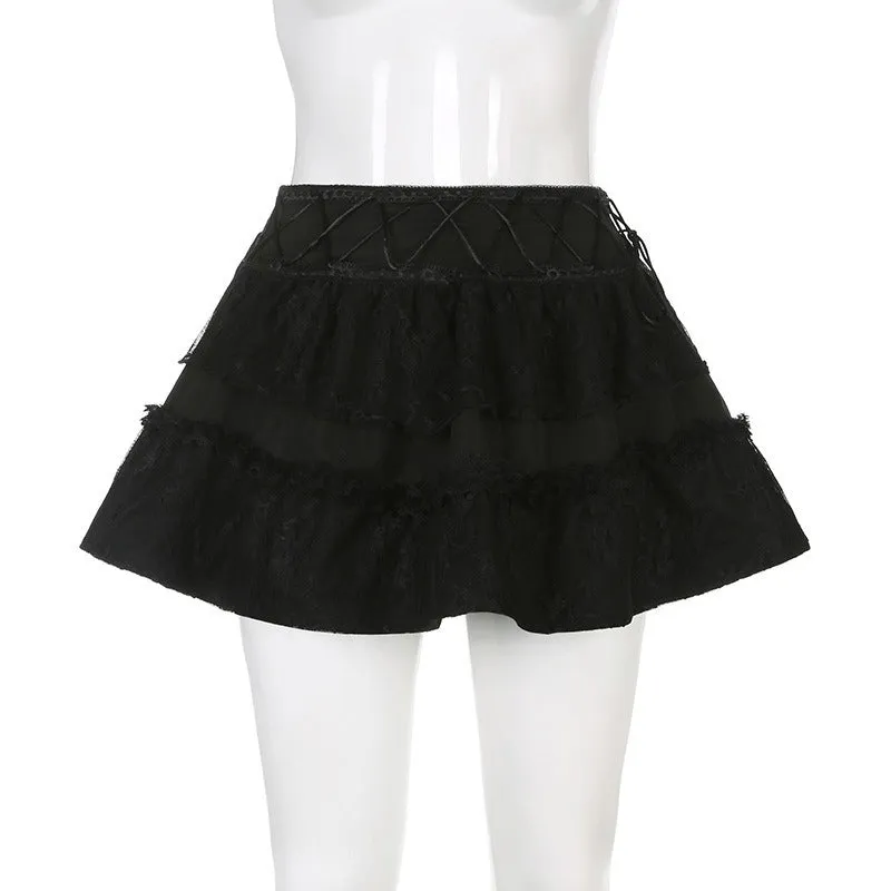 Gothic Lace Patchwork Mini Skirts - Grunge Punk Style