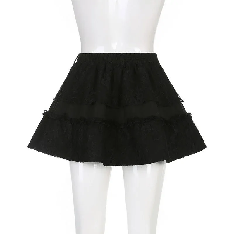 Gothic Lace Patchwork Mini Skirts - Grunge Punk Style