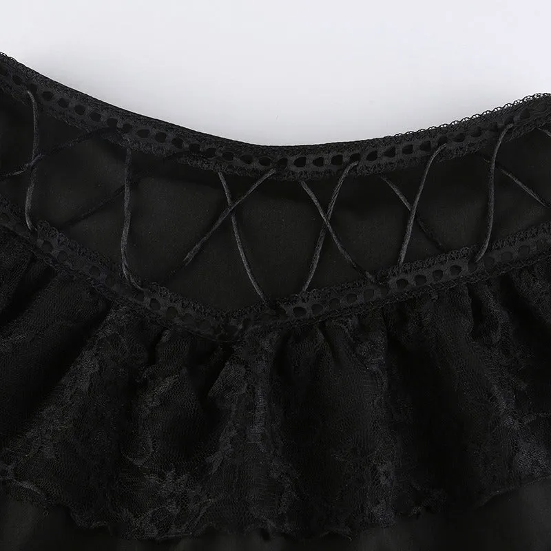 Gothic Lace Patchwork Mini Skirts - Grunge Punk Style