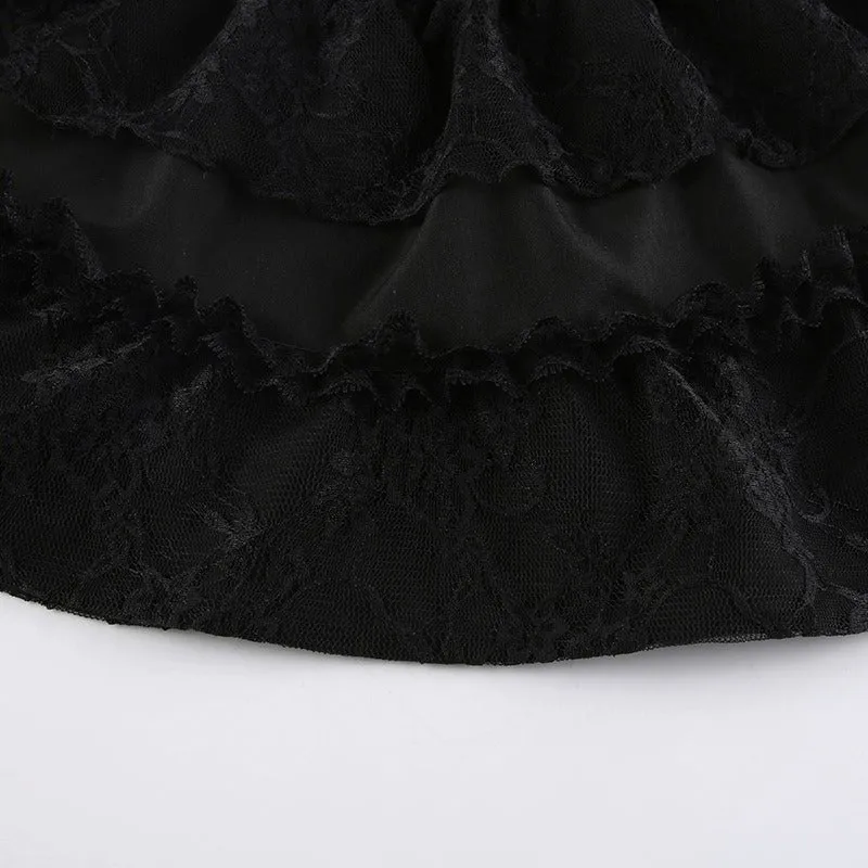 Gothic Lace Patchwork Mini Skirts - Grunge Punk Style