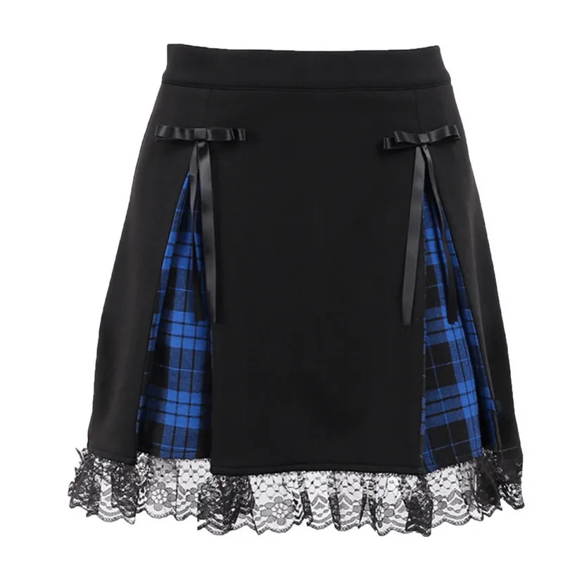 Gothic Mini Skirts with Lace Trim