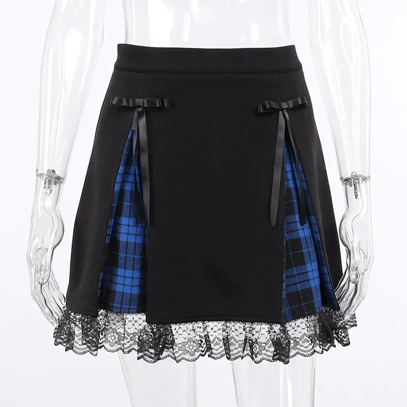 Gothic Mini Skirts with Lace Trim