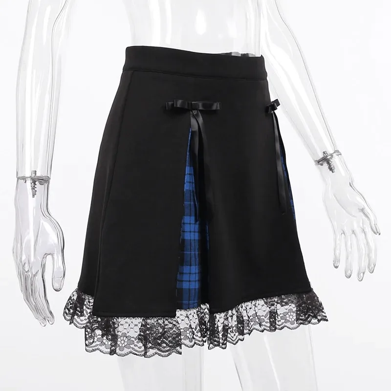 Gothic Mini Skirts with Lace Trim