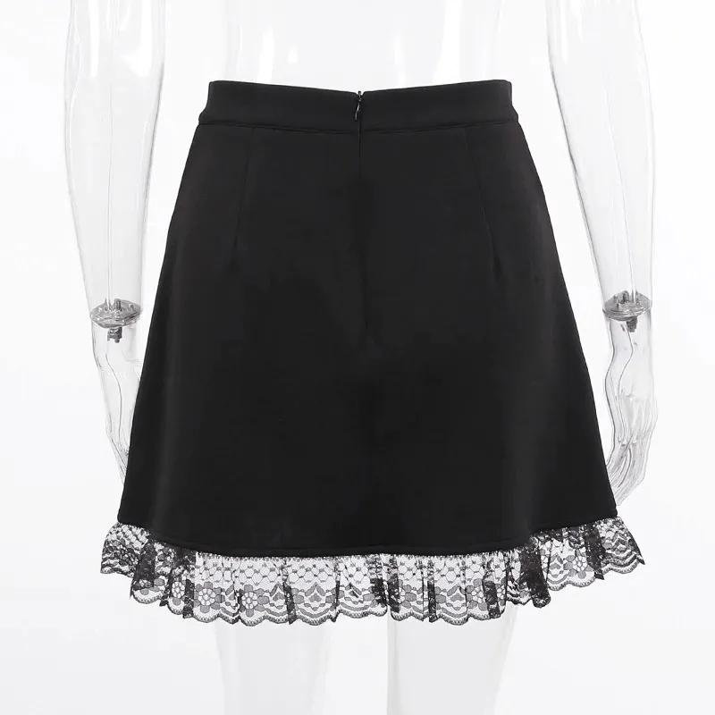 Gothic Mini Skirts with Lace Trim