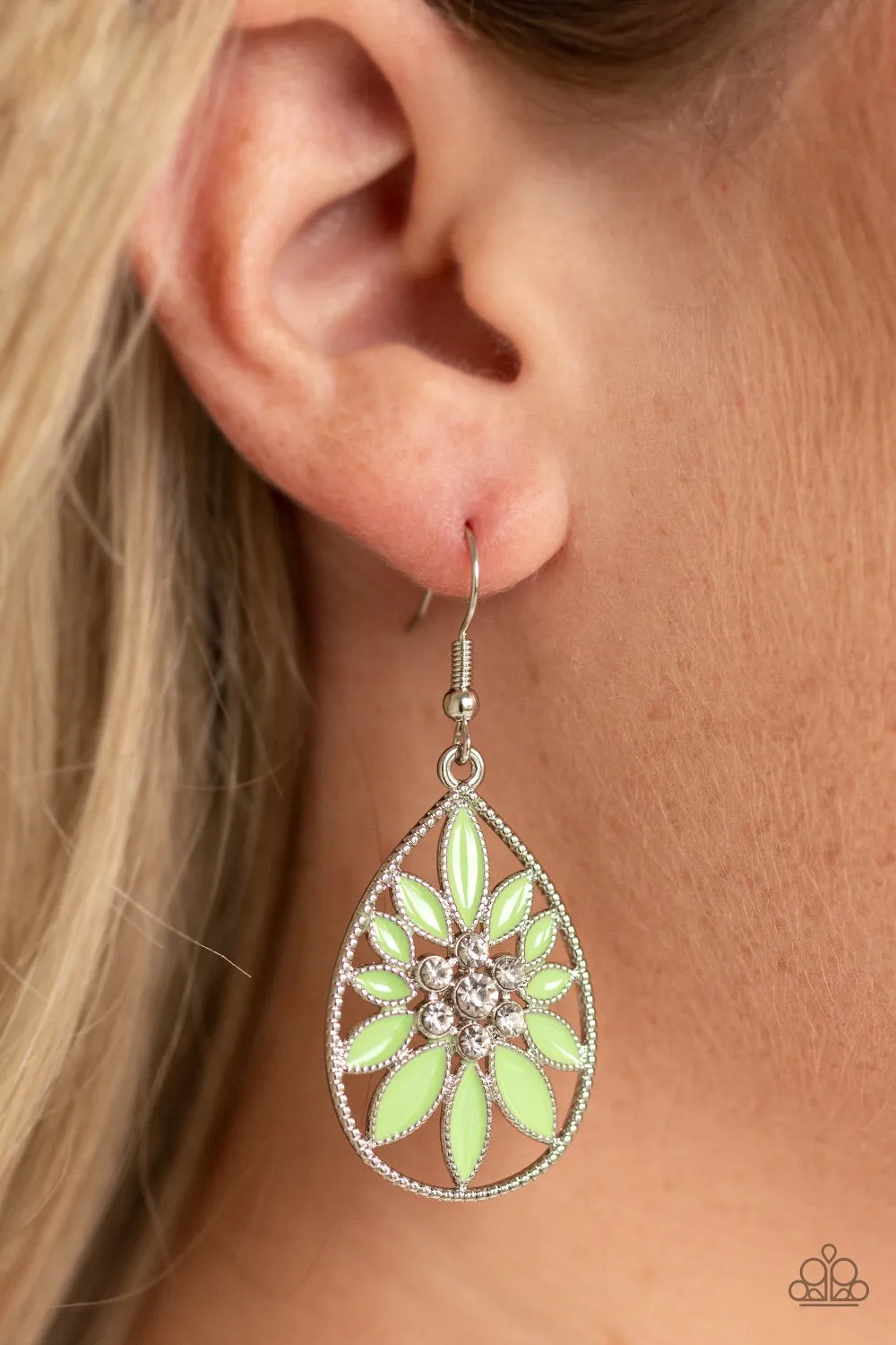 Green Floral Earrings