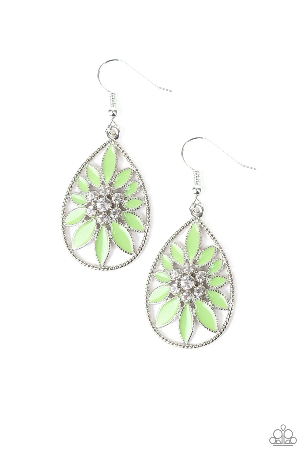 Green Floral Earrings