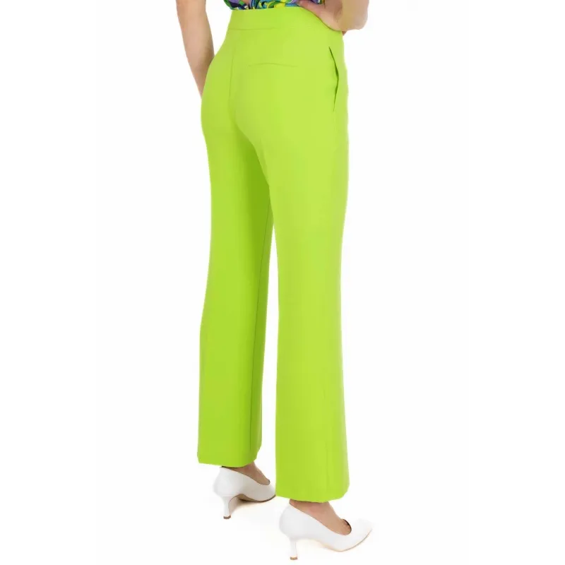 Green Technical Fabric Flare Pants