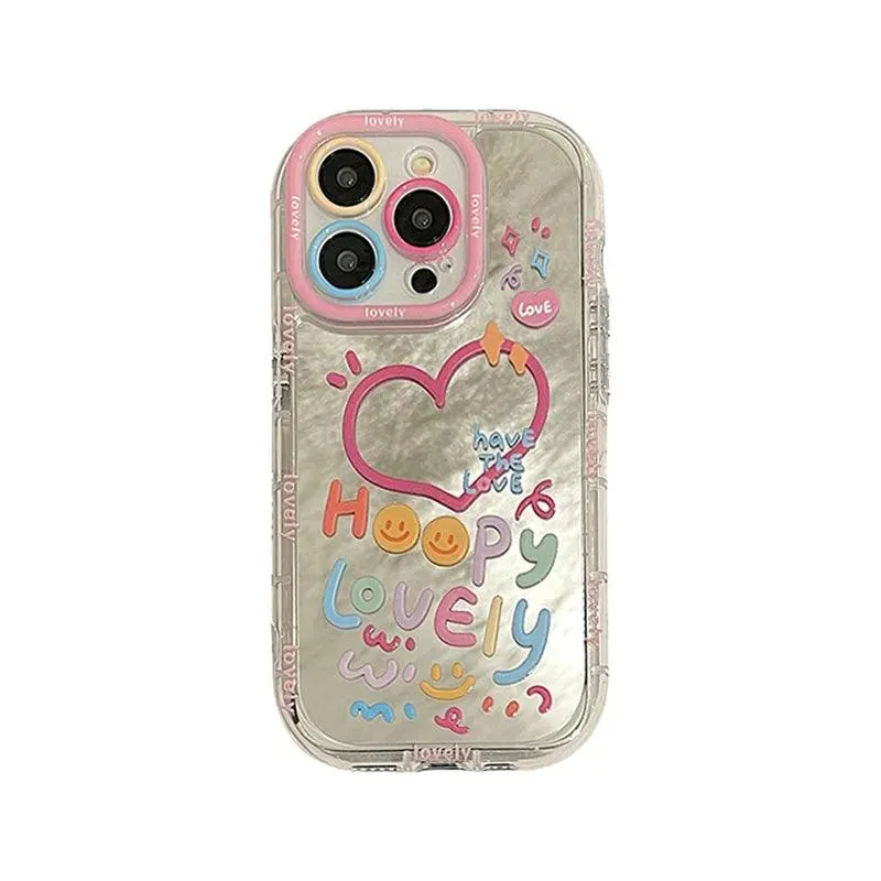 Adorable Heart Design Mirror Phone Case for Various iPhone Models