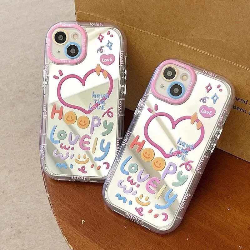 Adorable Heart Design Mirror Phone Case for Various iPhone Models