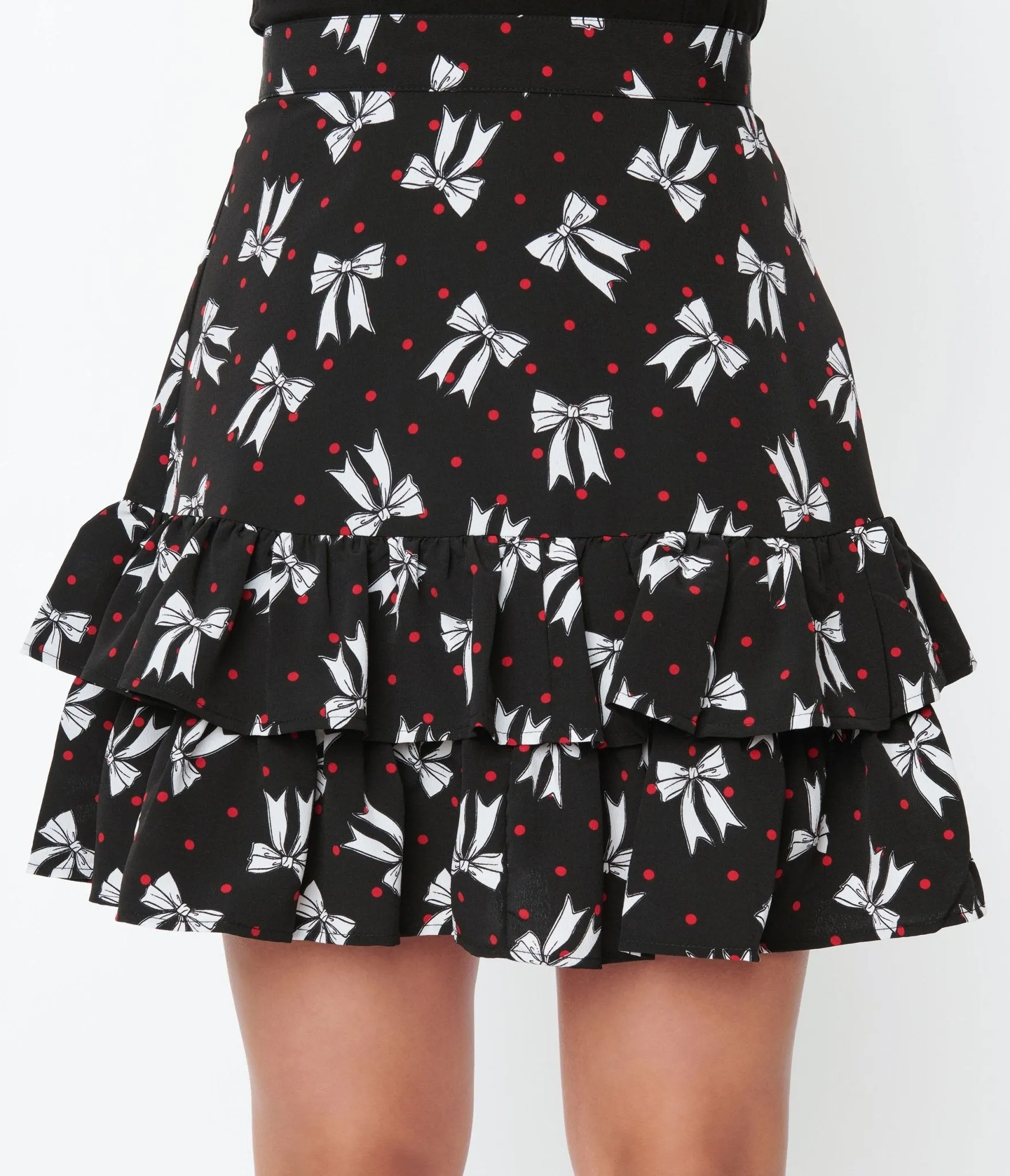 Black Bow & Dots Bobbie Skirt by Hell Bunny