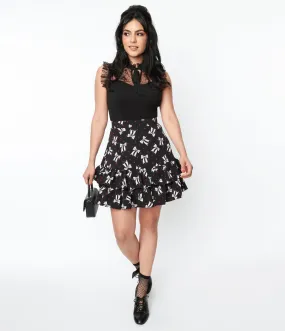 Black Bow & Dots Bobbie Skirt by Hell Bunny