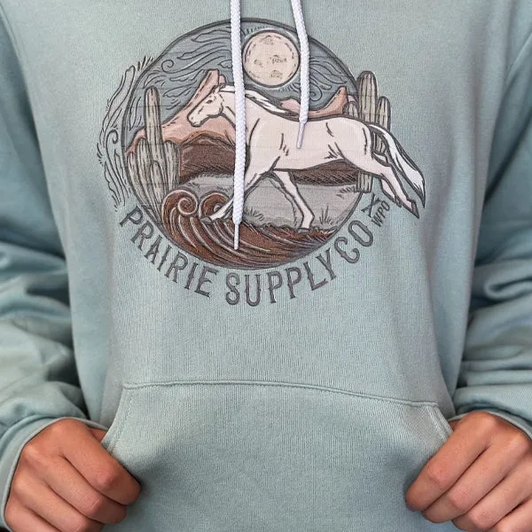 Mint Green Hoodies - Horses Are Faster by Prairie Supply Company X Wild Prairie Outpost