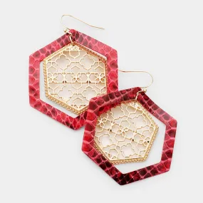 iLLASPARKZ Dangle Faux Leather Moroccan Filigree Earrings