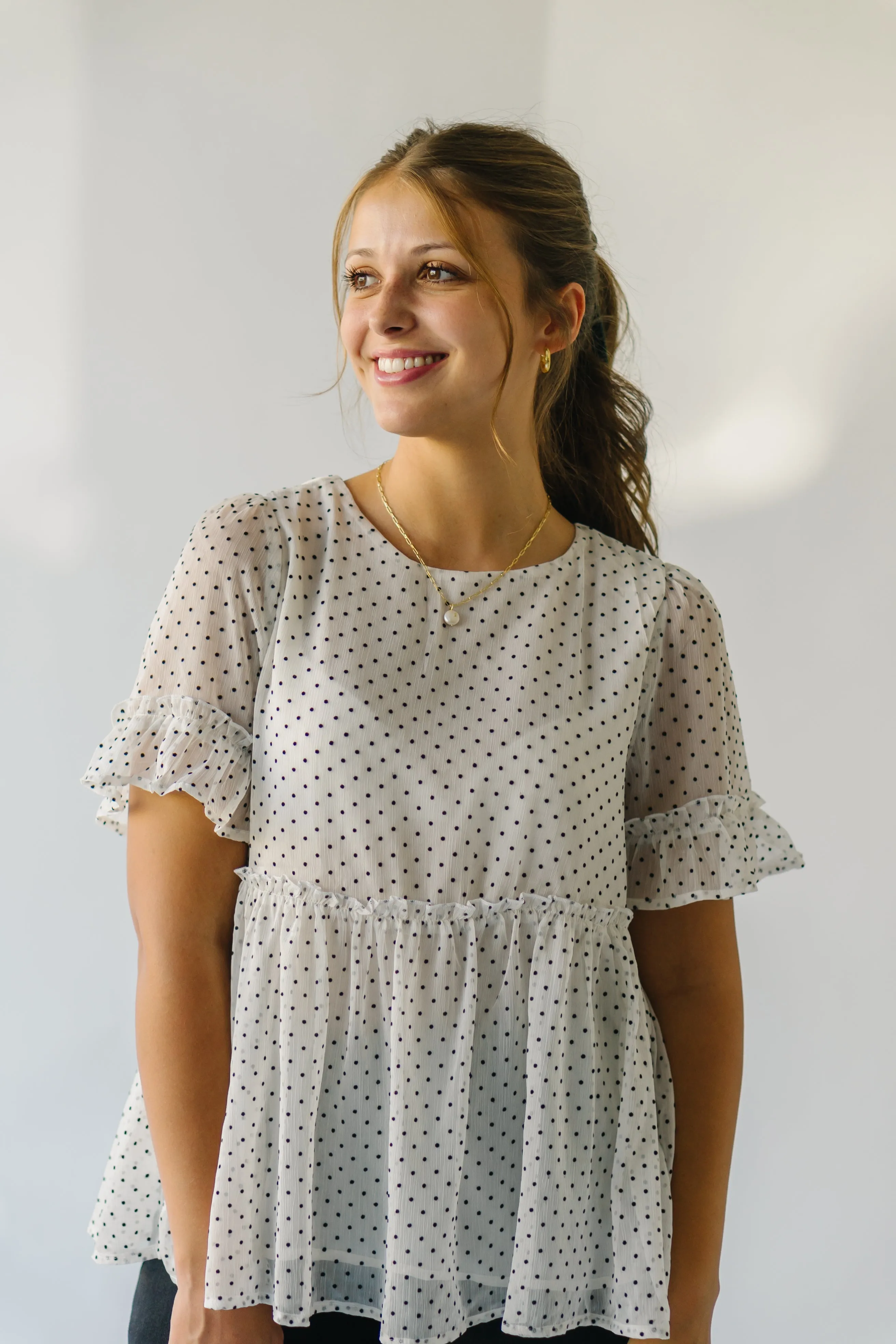 Polka Dot Peplum Ivory