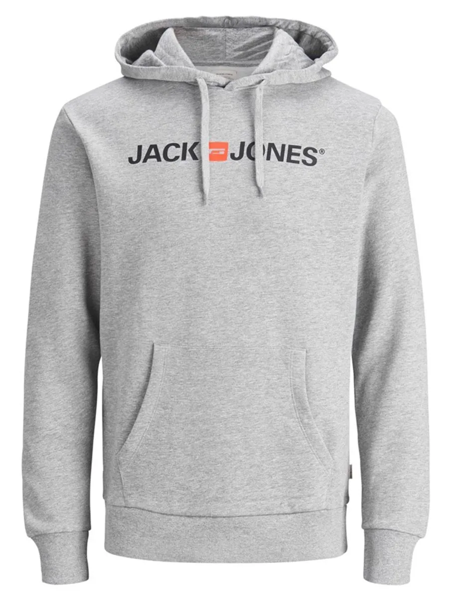 Jack & Jones Retro Logo Light Grey Hooded Sweatshirts