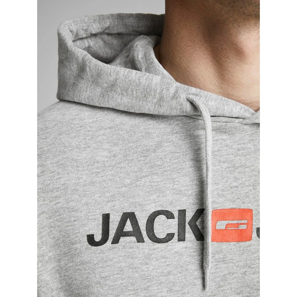 Jack & Jones Retro Logo Light Grey Hooded Sweatshirts