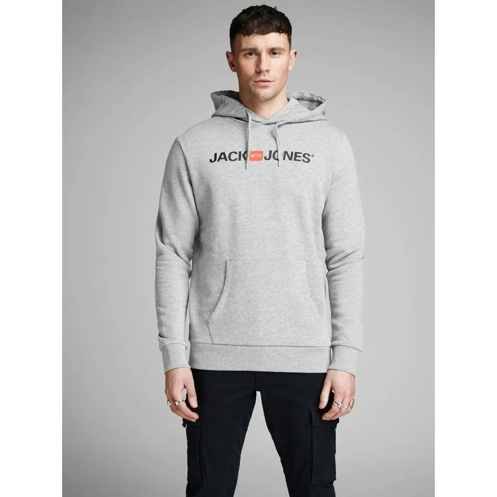 Jack & Jones Retro Logo Light Grey Hooded Sweatshirts