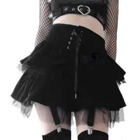 Japanese Harajuku Girls' High-Waist Lace-Up Mini Skirt