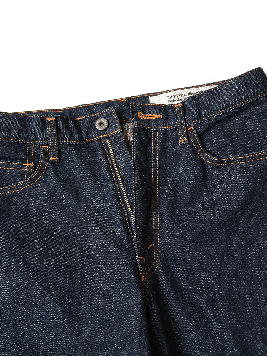 Kapital 14oz Denim 5P Rat Flare Pants Indigo One Wash