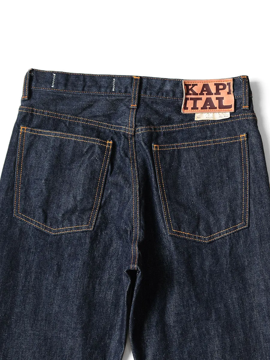 Kapital 14oz Denim 5P Rat Flare Pants Indigo One Wash