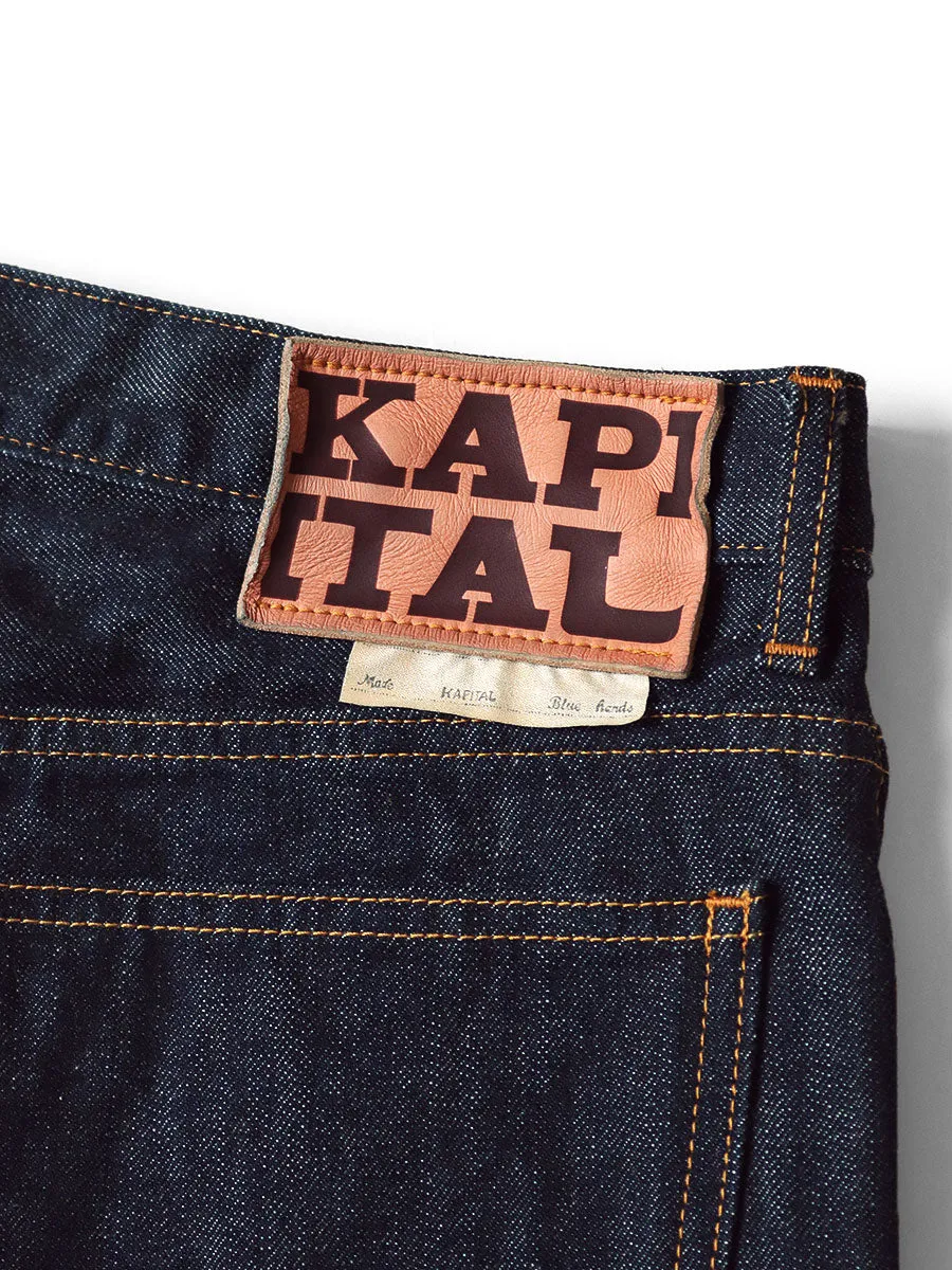 Kapital 14oz Denim 5P Rat Flare Pants Indigo One Wash