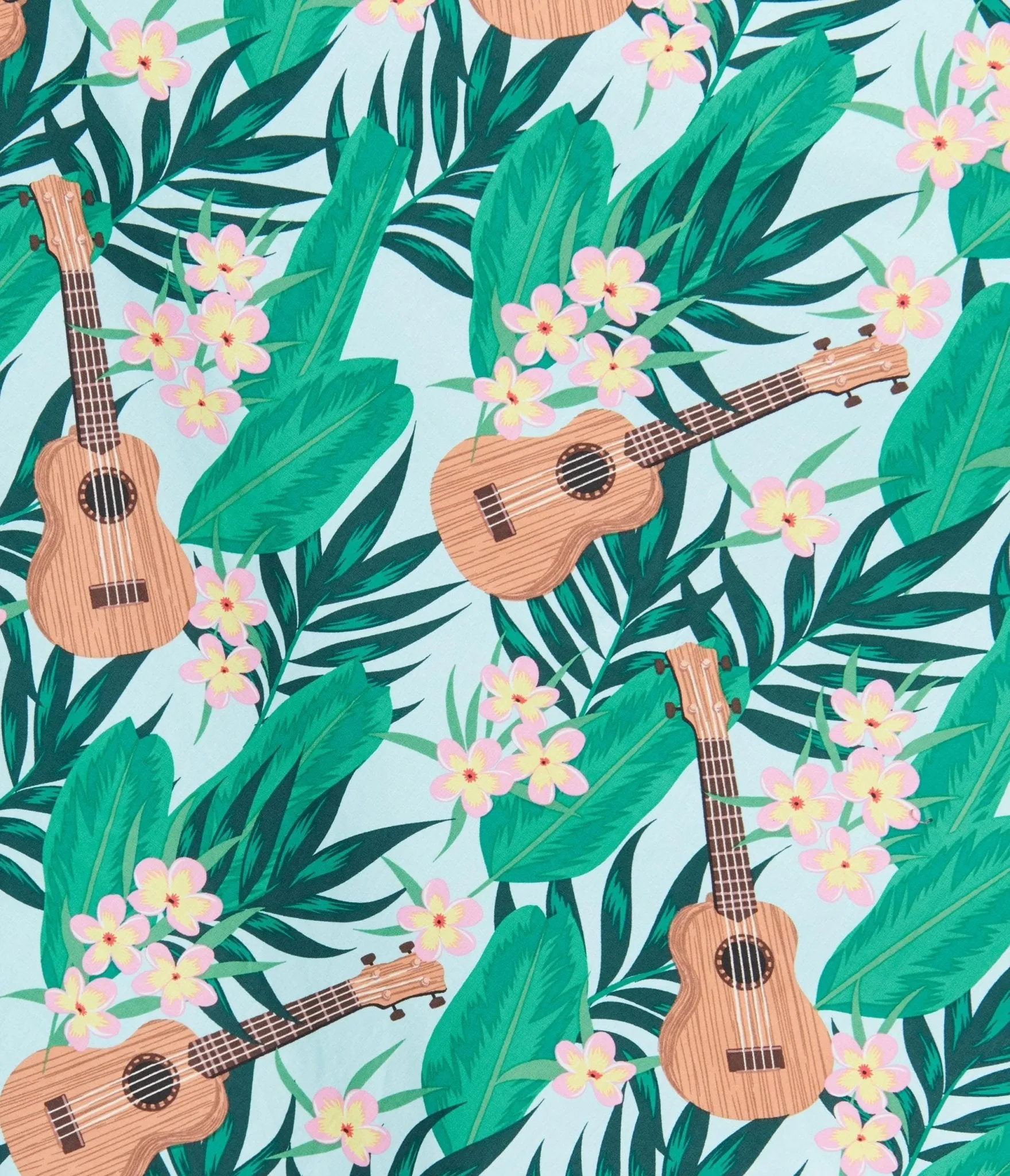 Light Blue & Green Tropical Ukulele Swing Dress