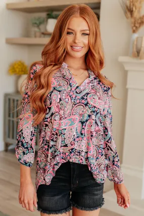 Lizzy Women's Top in Pink Paisley