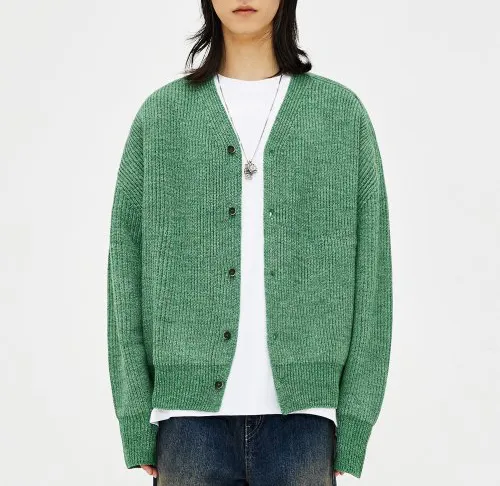 Unisex Blended Street Plain Cardigans