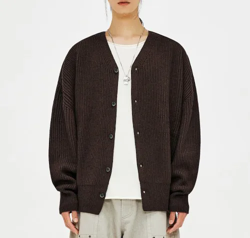 Unisex Blended Street Plain Cardigans