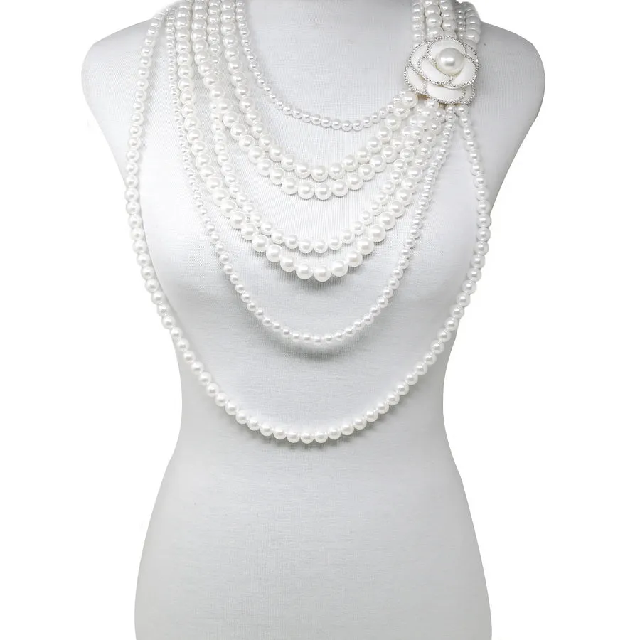 Camellia Flower Pearl Necklace