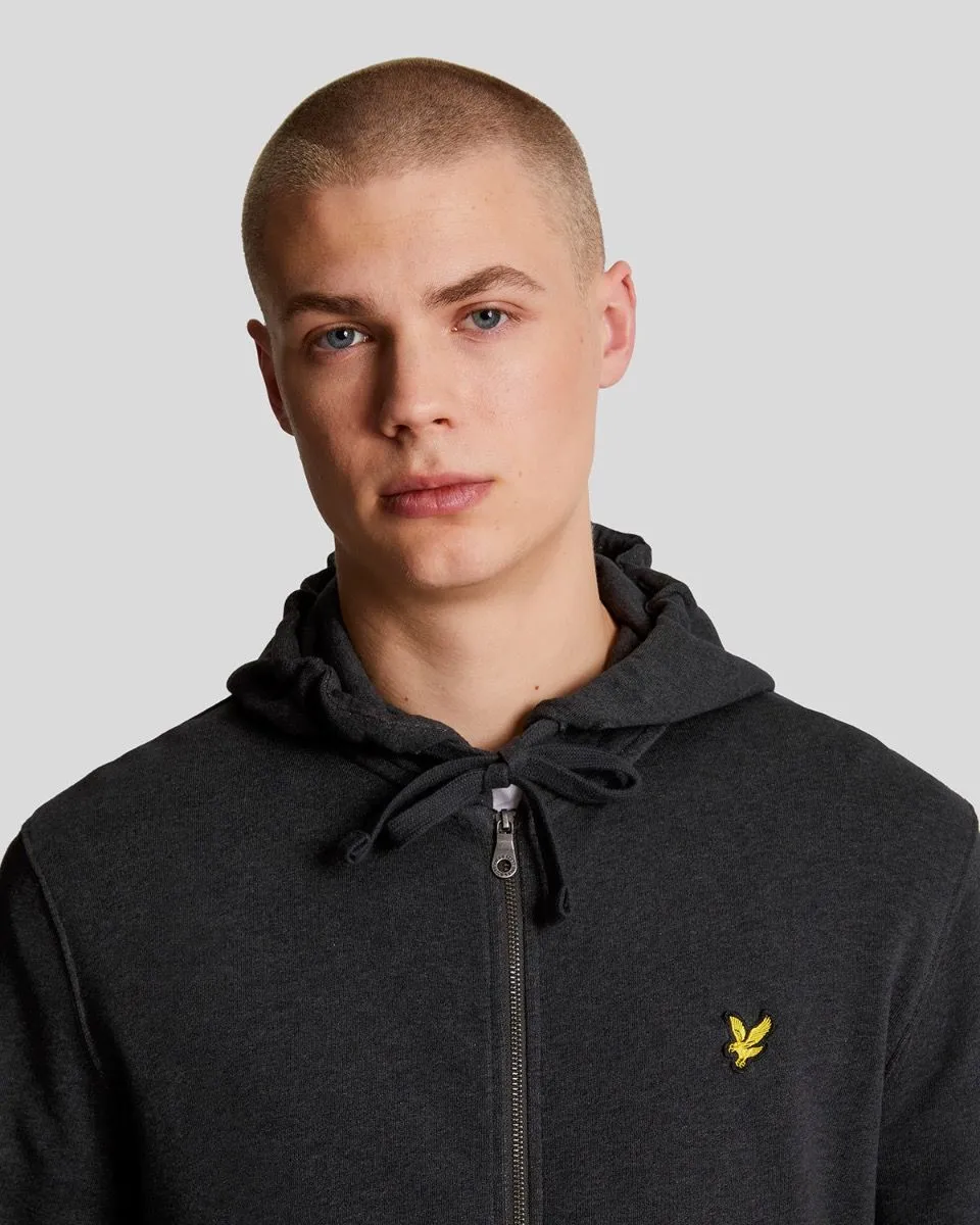 Lyle and Scott Zip Through Hooded Sweatshirts Charcoal