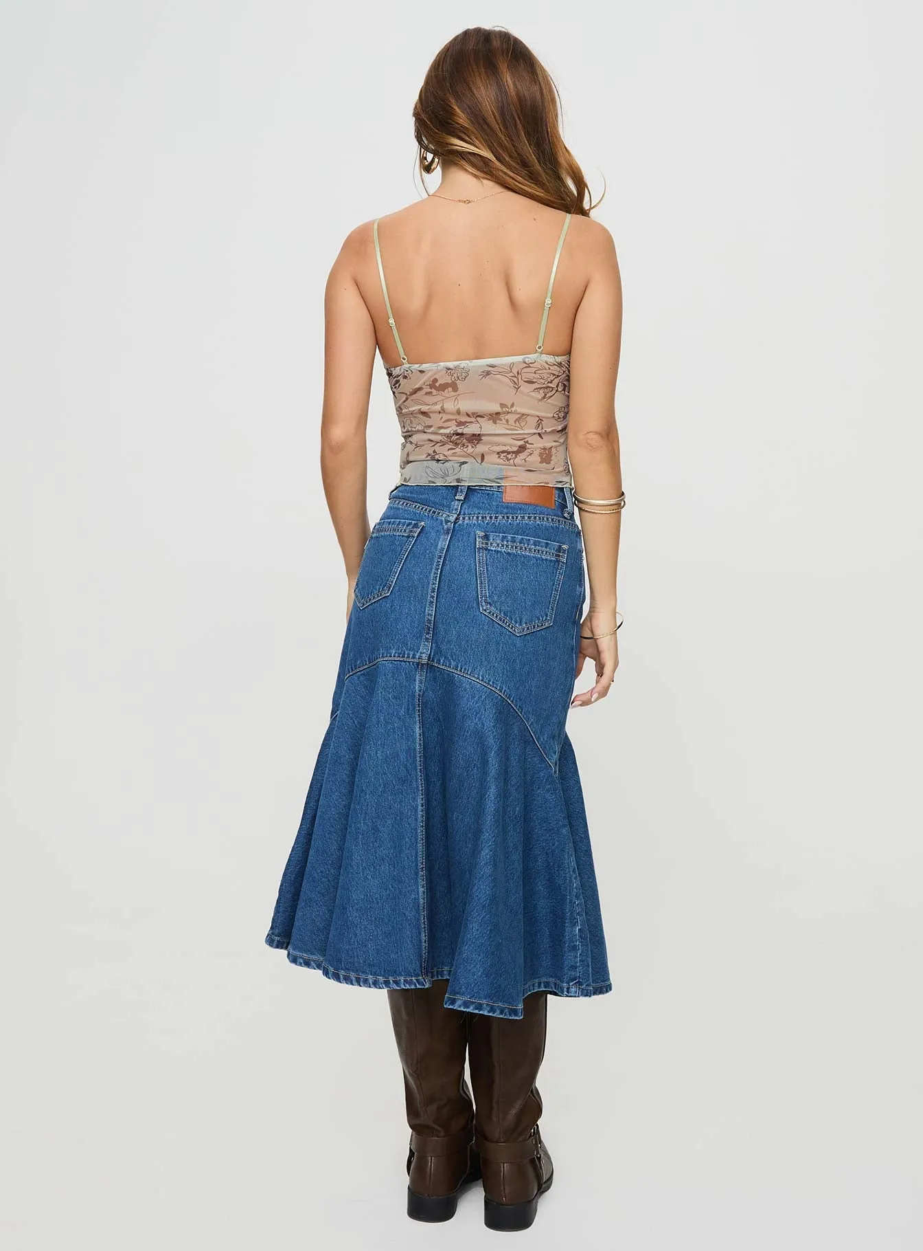 Marquez Mid Wash Denim Midi Skirt